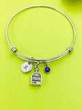 Silver Bottle with Words Charm Bracelet Everyday Gifts IdeasPersonalized Customized Monogram Made to Order Jewelry, N5464