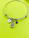 Silver Bottle with Words Charm Bracelet Everyday Gifts IdeasPersonalized Customized Monogram Made to Order Jewelry, N5464