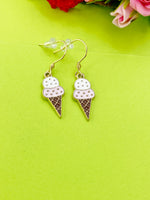Gold Ice Cream Cone Charm Earrings Everyday Gifts Ideas Personalized Customized Made to Order Jewelry, AN3996
