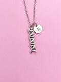 Silver DNA Charm Necklace Biology Family Gifts Ideas Personalized Customized Made to Order, N1238A