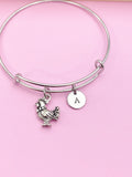Silver Chicken Rooster Charm Bracelet, N554B