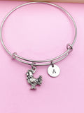 Silver Chicken Rooster Charm Bracelet, N554B