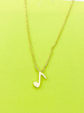 Gold Music Note Charm Necklace Musical Gift Ideas Personalized Customized Monogram Made to Order Jewelry, N5465