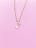 Gold Music Note Charm Necklace Musical Gift Ideas Personalized Customized Monogram Made to Order Jewelry, N5465