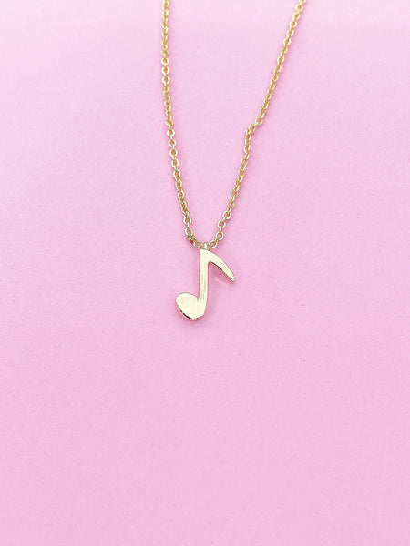 Gold Music Note Charm Necklace Musical Gift Ideas Personalized Customized Monogram Made to Order Jewelry, N5465
