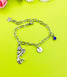 Silver Cheerleader Star Charm Bracelet Everyday Gifts Ideas, Personalized Customized Made to Order Jewelry, AN920