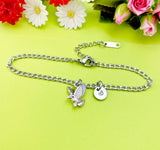 Silver Flying Eagle Charm Bracelet Everyday Gifts Ideas Hawk Personalized Customized Made to Order Jewelry, BN348