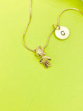 Goldfish Charm Gold Necklace Everyday Gift Ideas Personalized Customized Made to Order Jewelry, AN2182