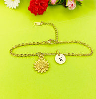 Sunflower Charm Gold Bracelet Wedding Gifts Ideas Personalized Customized Made to Order Jewelry, AN1573