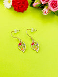 Gold Leaf Charm Earrings Everyday Gifts Ideas Personalized Customized Made to Order Jewelry, AN2312