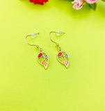 Gold Leaf Charm Earrings Everyday Gifts Ideas Personalized Customized Made to Order Jewelry, AN2312