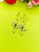 Gold Dragonfly with Flower Charm Earrings, N4172