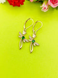 Gold Dragonfly with Flower Charm Earrings, N4172