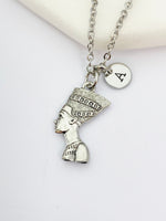 Silver Egyptian Queen Charm Necklace Queen Gifts Ideas Personalized Customized Made to Order, AN1958