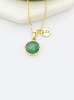Gold Natural White Jade Charm Necklace Gemstone Jewelry Birthday Gifts Ideas Personalized Customized Made to Orde, N3378