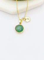 Gold Natural White Jade Charm Necklace Gemstone Jewelry Birthday Gifts Ideas Personalized Customized Made to Orde, N3378