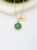 Gold Natural White Jade Charm Necklace Gemstone Jewelry Birthday Gifts Ideas Personalized Customized Made to Orde, N3378