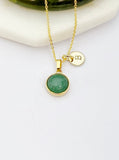 Gold Natural White Jade Charm Necklace, N3378