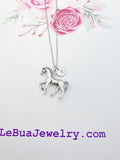 Silver Walking Horse Charm Necklace Horse Lover Pet Gifts Idea Personalized Customized Made to Order, N4655