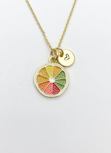 Gold Lemon Slice Charm Necklace Teens Birthday Gifts Ideas Personalized Customized Made to Order, N5491