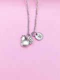 Silver Chicken Charm Necklace, Initial Pendant, Farmer Gift