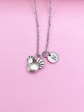 Silver Chicken Charm Necklace, Initial Pendant, Farmer Gift