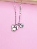 Silver Chicken Charm Necklace, Initial Pendant, Farmer Gift