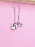 Silver Chicken Charm Necklace, Initial Pendant, Farmer Gift