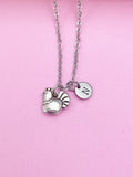 Silver Chicken Charm Necklace, Initial Pendant, Farmer Gift