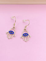 Gold Hamsa Han Evil Eye Charm Earrings Everyday Gifts Ideas Personalized Customized Made to Order Jewelry, AN3142