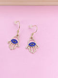 Gold Hamsa Han Evil Eye Charm Earrings Everyday Gifts Ideas Personalized Customized Made to Order Jewelry, AN3142