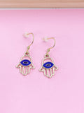 Gold Hamsa Han Evil Eye Charm Earrings Everyday Gifts Ideas Personalized Customized Made to Order Jewelry, AN3142