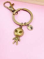 Antique Bronze UFO Charm Keychains UFO Pendant Keychains UFO Keyring Alien Keychain, N5478