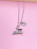 Silver Train Locomotive Necklace, Steam Train Charm, Steam Engine Train Charm, Streamliner Charm, Personalized Gift, N2206