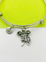 Silver Lacrosse Charm Bracelet Everyday Gifts Ideas Personalized Customized Monogram Made to Order Jewelry, AN312