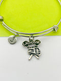 Silver Lacrosse Charm Bracelet Everyday Gifts Ideas Personalized Customized Monogram Made to Order Jewelry, AN312