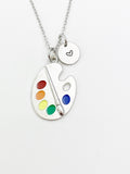 Silver Artist Palette Paintbrush Charm Necklace Artist Gift Ideas AN1714
