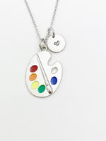 Silver Artist Palette Paintbrush Charm Necklace Artist Gift Ideas AN1714