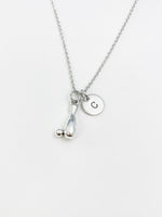 Silver Bowling Pin Charm Necklace Everyday Gift Ideas Personalized Customized Monogram Made to Order Jewelry, AN803