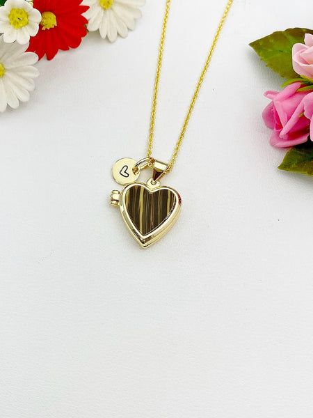 Gold Heart Locket Necklace, Personalized Customized Made to Order Jewelry, N5468