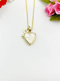 Gold Heart Locket with Natural Shell Necklace Everyday Gift Ideas, Personalized Customized Made to Order Jewelry, N5469