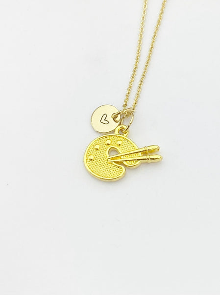 Gold Palette Charm Necklace Artist Teens Birthday Gifts Ideas Personalized Customized Made to Order, N5490