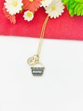 Gold Black Basket Bucket Charm Necklace Bucket List Gifts Ideas Personalized Customized Made to Order, N5494