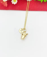 Gold Cactus Pot Charm Necklace Plant Biologist School Student Gifts Ideas Personalized Customized Made to Order, N5501