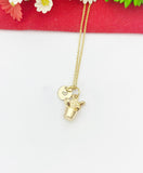 Gold Cactus Pot Charm Necklace Plant Biologist School Student Gifts Ideas Personalized Customized Made to Order, N5501