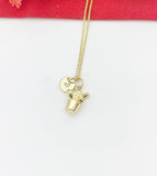 Gold Cactus Pot Charm Necklace Plant Biologist School Student Gifts Ideas Personalized Customized Made to Order, N5501