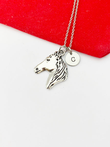 Silver Horse Charm Necklace Horse Lover Pet Girls Gifts Idea Personalized Customized Made to Order, N4378