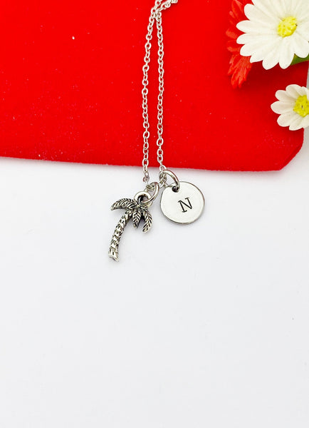 Silver Coconut Tree Charm Necklace Plant Biologist School Student Gifts Ideas Personalized Customized Made to Order, N789