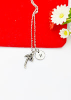 Silver Coconut Tree Charm Necklace Plant Biologist School Student Gifts Ideas Personalized Customized Made to Order, N789