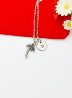 Silver Coconut Tree Charm Necklace Plant Biologist School Student Gifts Ideas Personalized Customized Made to Order, N789